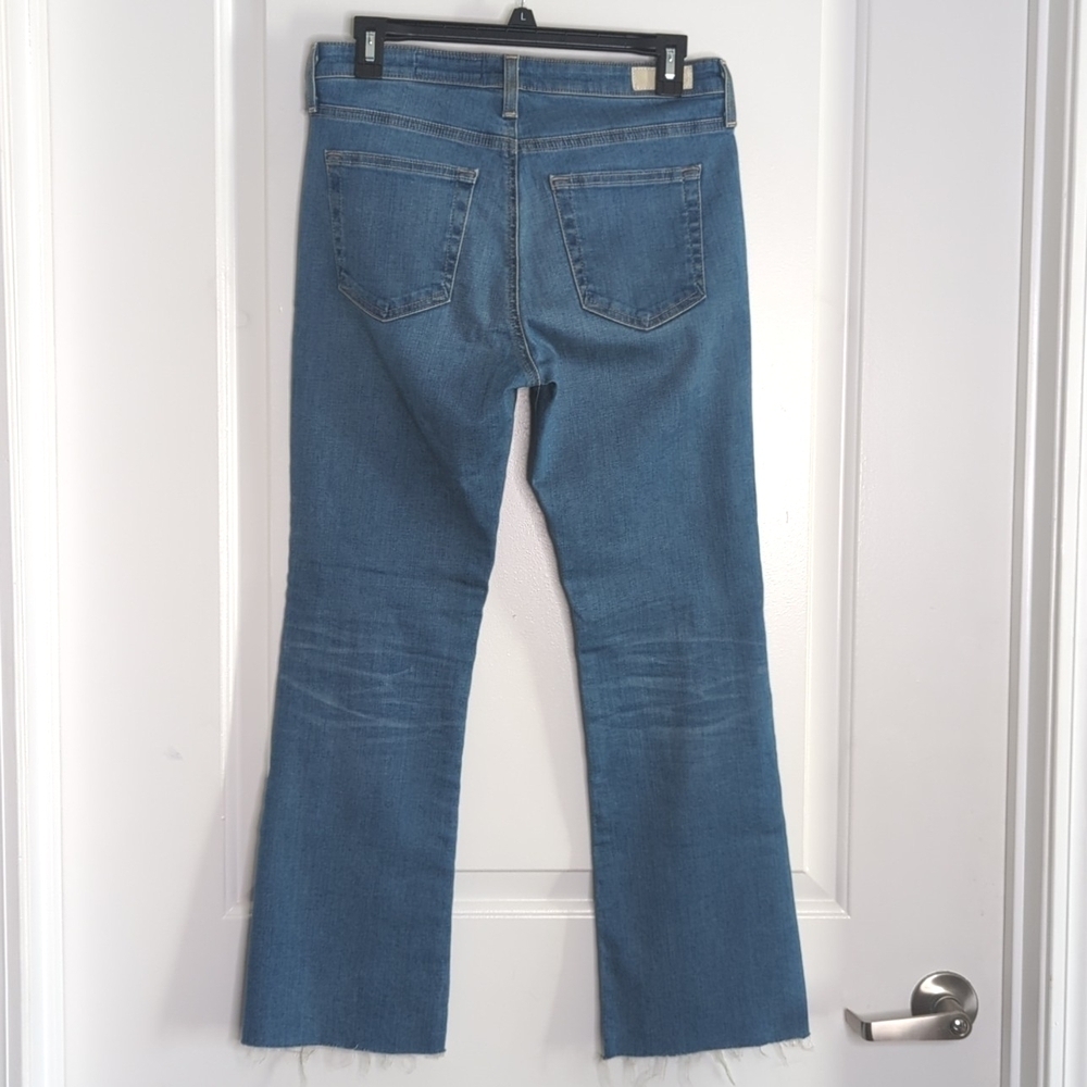 Adriano Goldschmiede The Jodi Crop High Rise Slim Flare Distressed Hem Jeans 28 - Picture 9 of 15